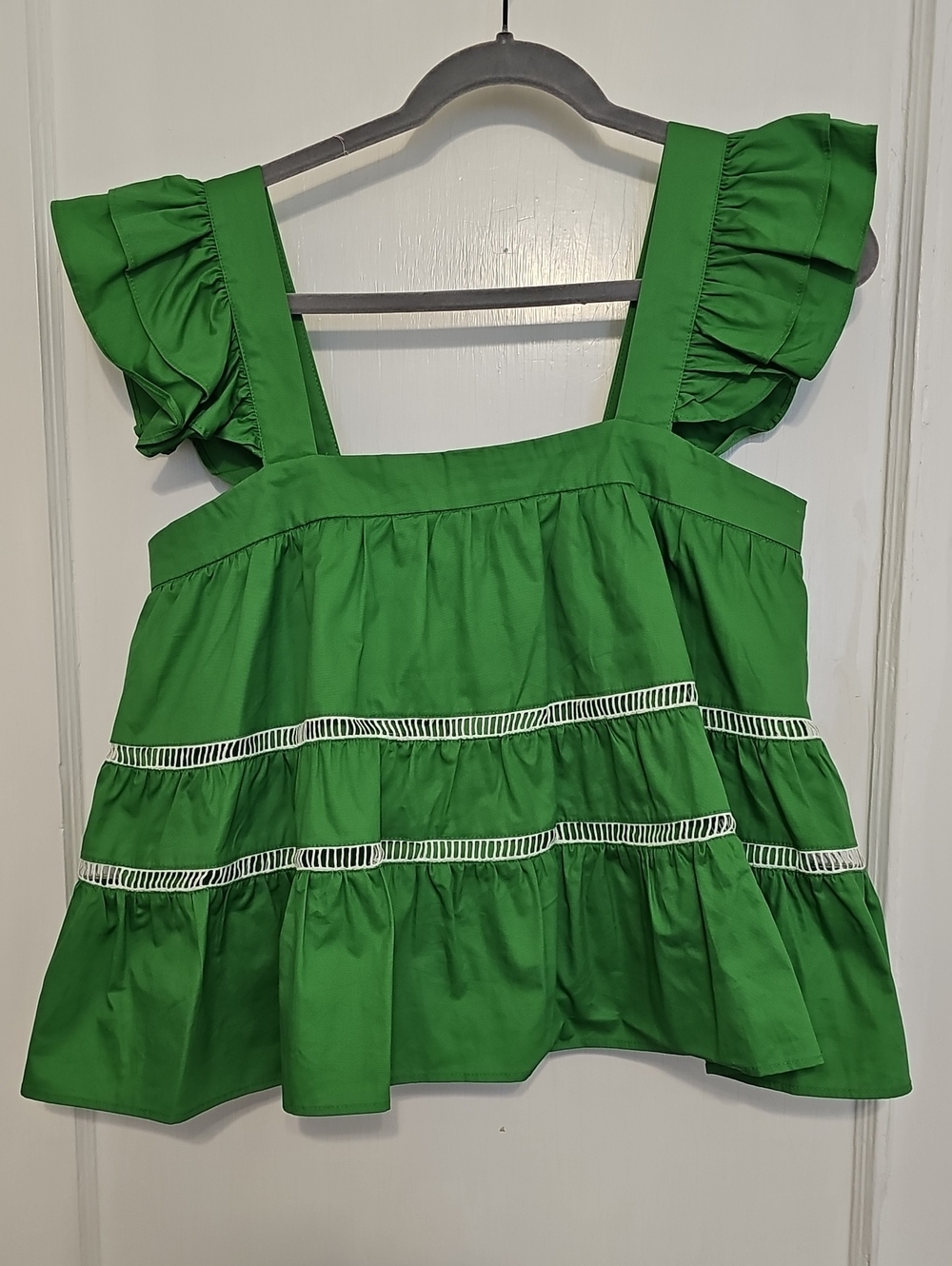 TCEC Green Ruffle-Trim Tiered Tank
